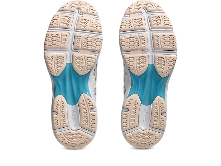 Asics Netburner Academy 10 Ladies Netball Shoes - White/Wild Blossom