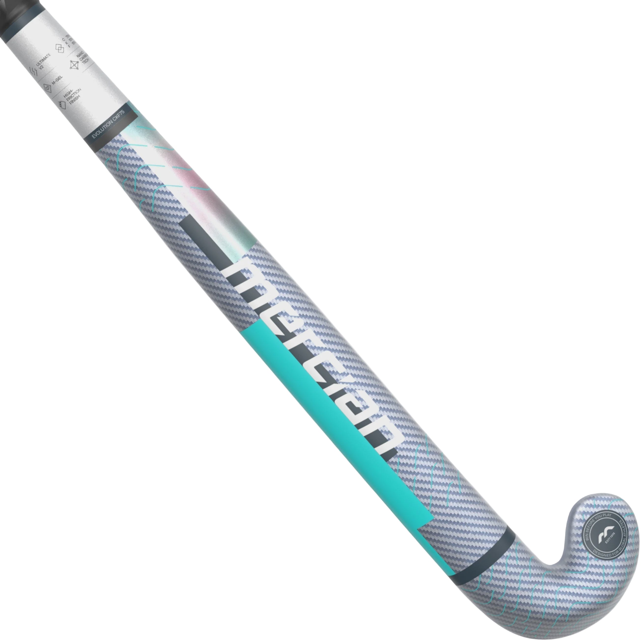 lTMercian Evolution CKF75 U Hockey Stick - Carbon/Aqua