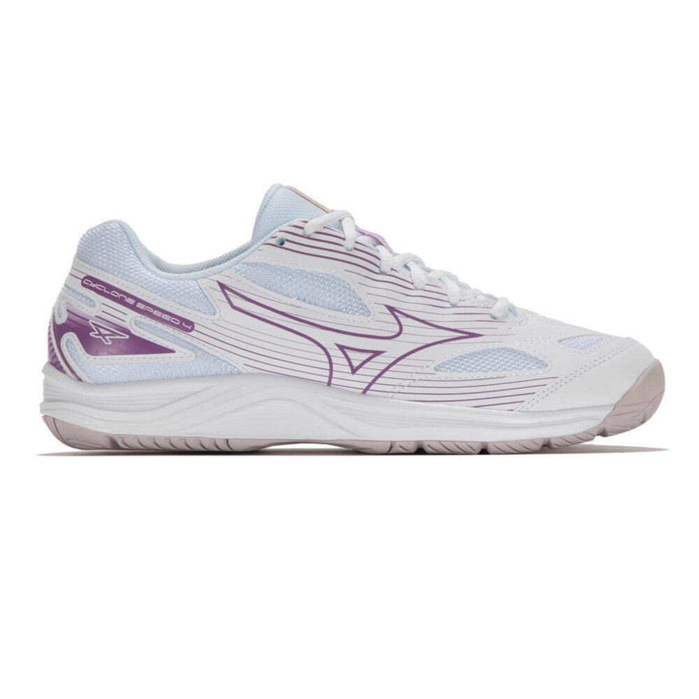 Mizuno Cyclone Speed 4 Indoor Shoes - White/Fuchsia