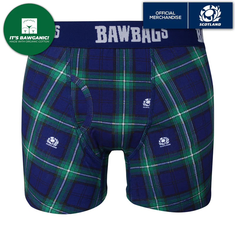Bawbags Scotland Rugby Tartan Kids Boxer Shorts