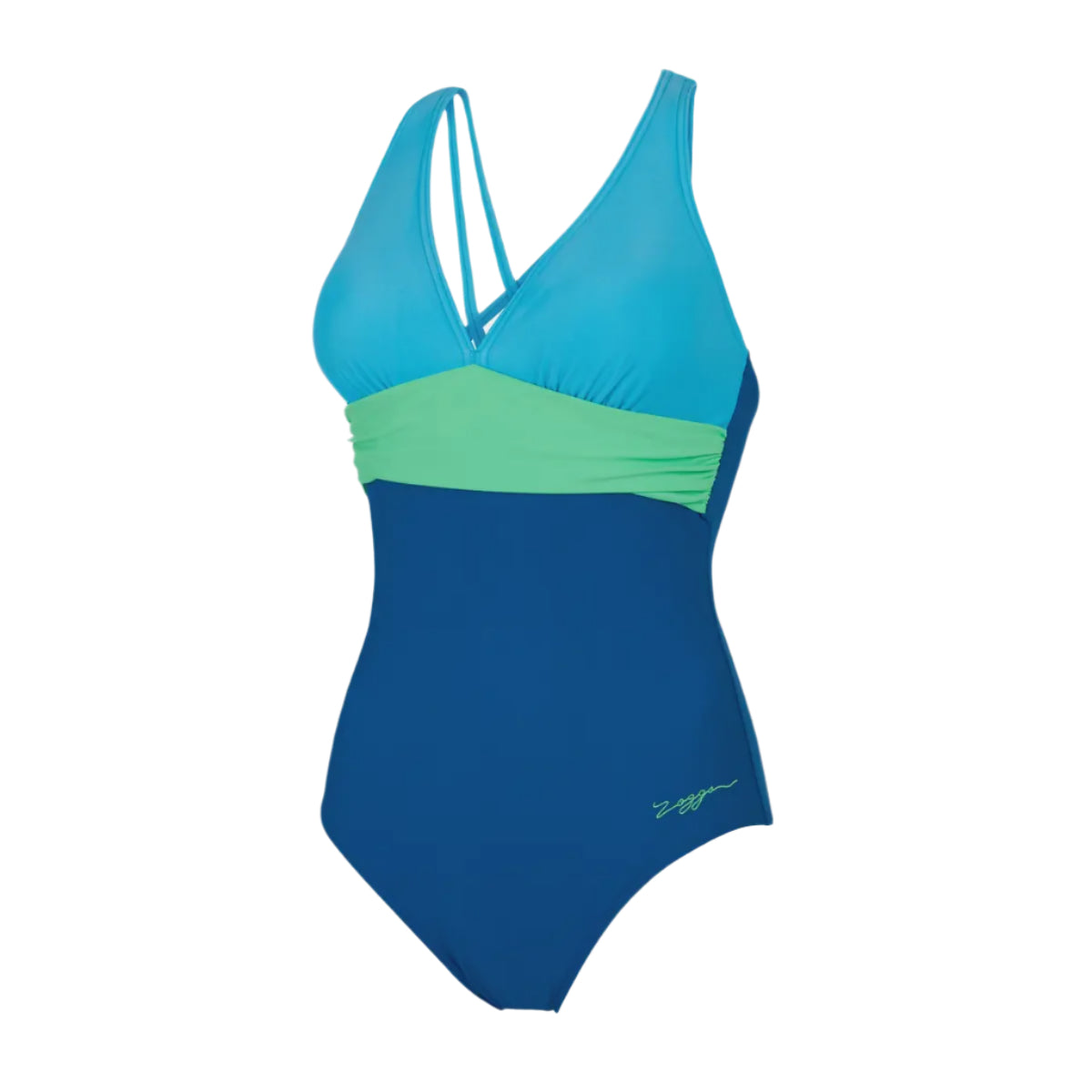 Zoggs Cyber Panel Crossback Womens Swimsuit - Blue/Green