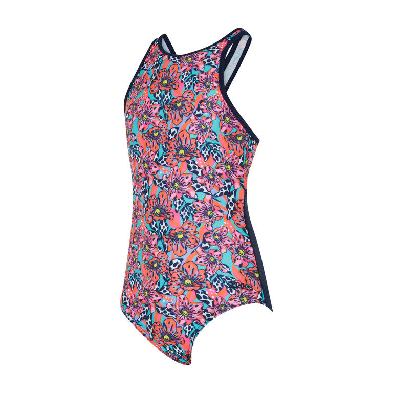 Zoggs Hi Front Crossback Girls Swimming Costume - Bounty
