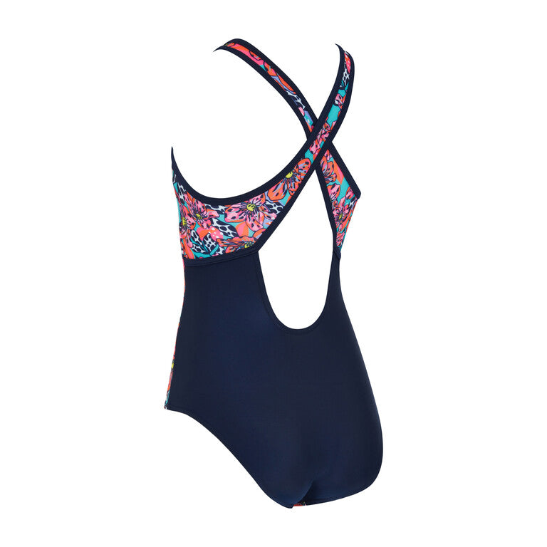 Zoggs Hi Front Crossback Girls Swimming Costume - Bounty