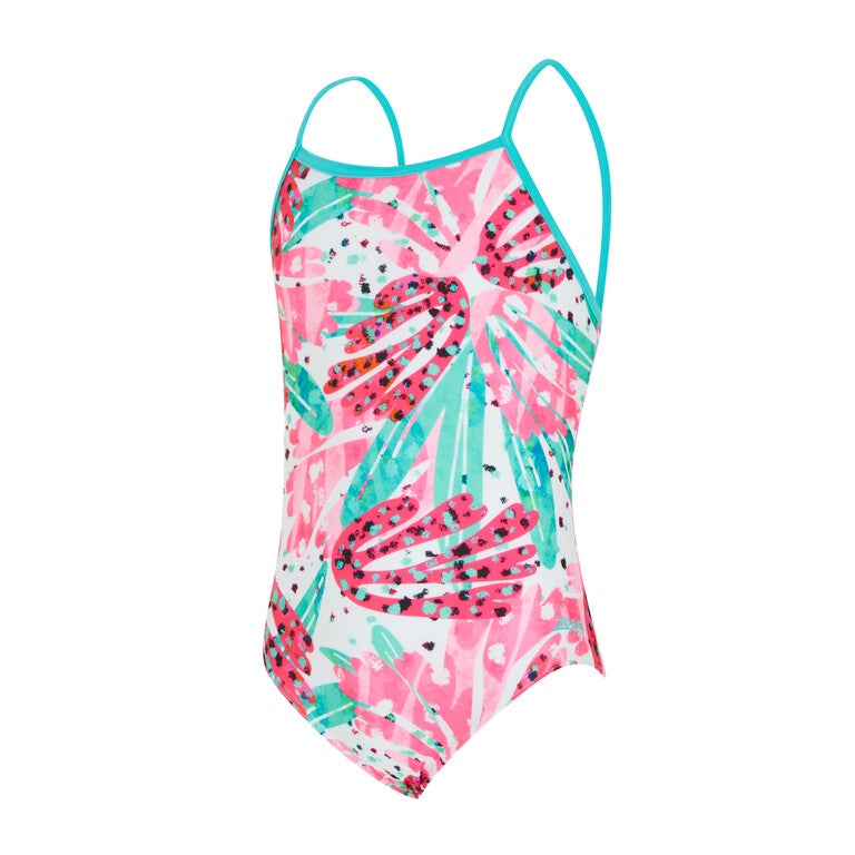 Zoggs Yaroomba Floral Girls Swimming costume - Sea Petal