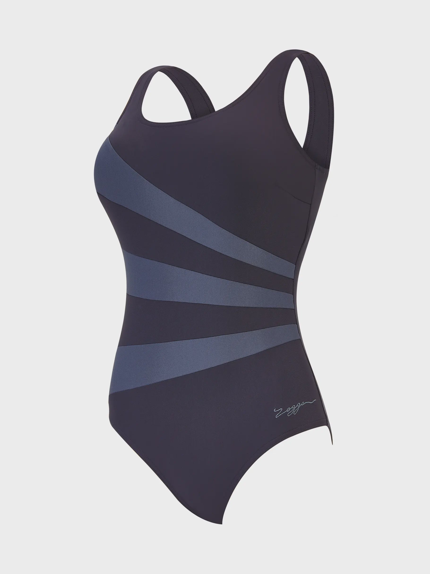 Zoggs Sandon Scoopback Ecolast Ladies Swimming Costume - Black/Black Gloss