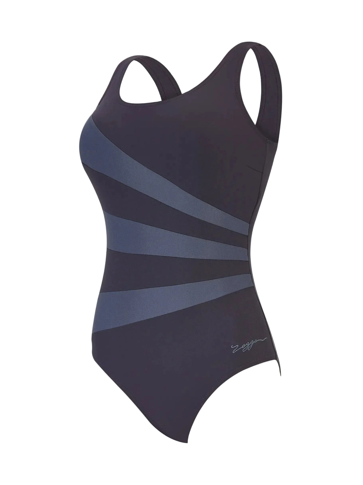 Zoggs Sandon Scoopback Ecolast Ladies Swimming Costume - Black/Black Gloss