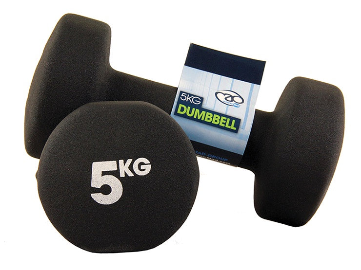 Fitness Mad Black Neoprene Dumbbells (Pair) - 5KG