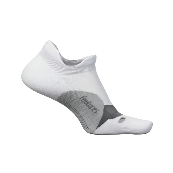 Feetures Elite Light Cushion No Show Tab Running Socks - White