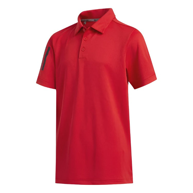 Adidas Junior 3 Stripe Polo - Red