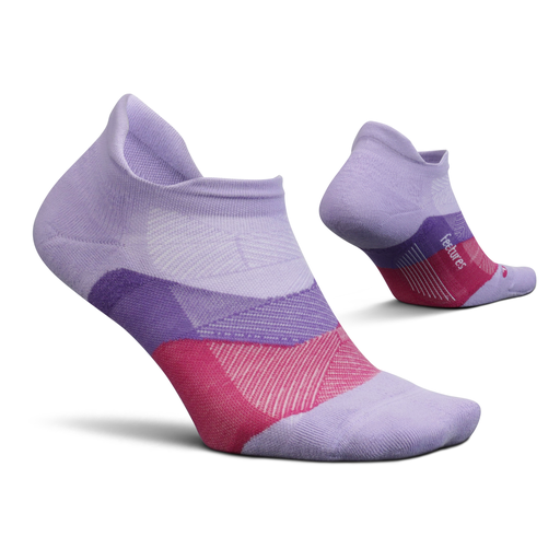 Feetures Elite Light Cushion No Show Tab Socks - Lace Up Lavender-Bruntsfield Sports Online