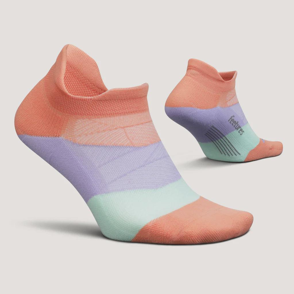Feetures Elite Light Cushion No Show Tab Socks - Pop Off Peach-Bruntsfield Sports Online