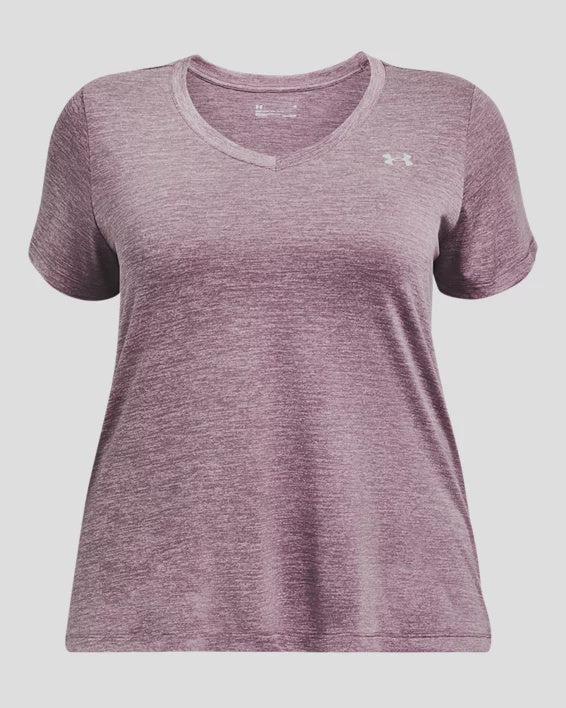 Under Armour Women's Tech Twist V-Neck T Shirt - Misty Purple