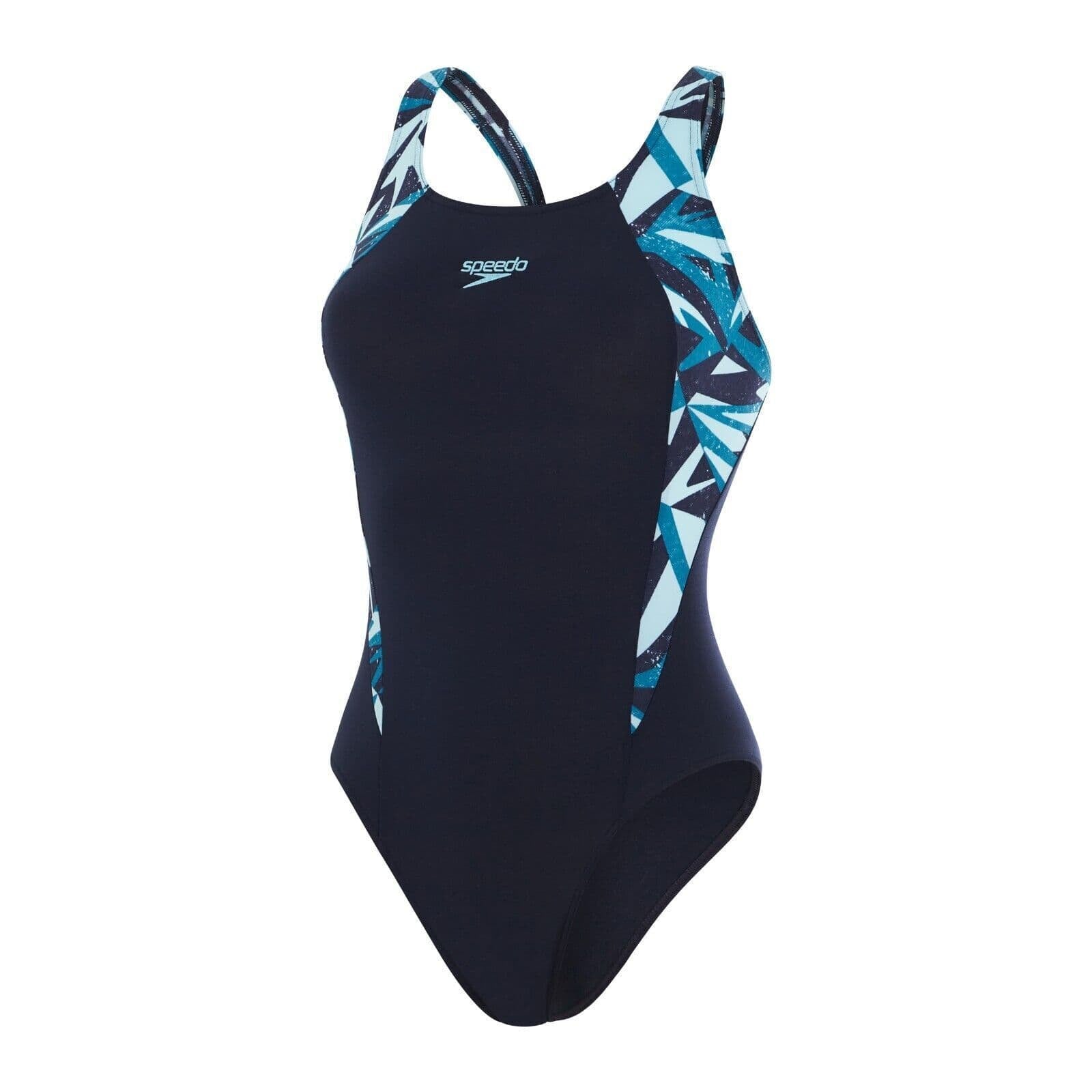 Speedo Eco Endurance+ Hyperboom Splice Muscleback Swimsuit (Black/Blue)-Bruntsfield Sports Online