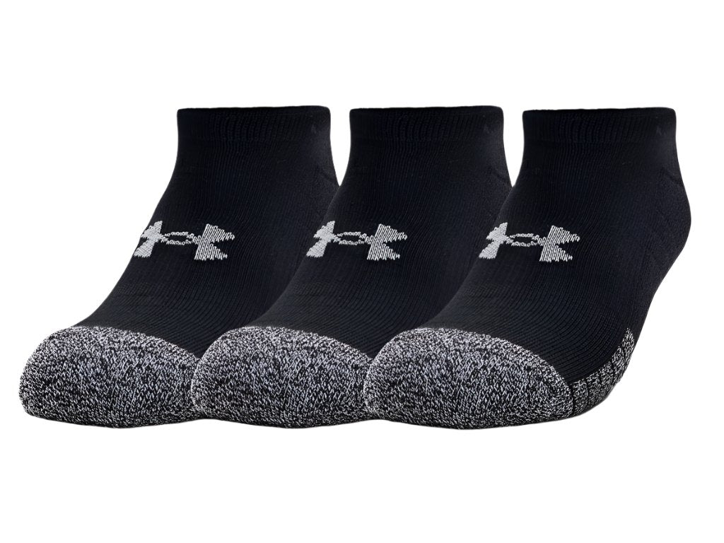 Under Armour HeatGear No Show Socks 3-Pack-Black-Bruntsfield Sports Online