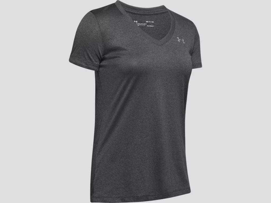 Under Armour Tech V Neck T Shirt-Carbon-Bruntsfield Sports Online