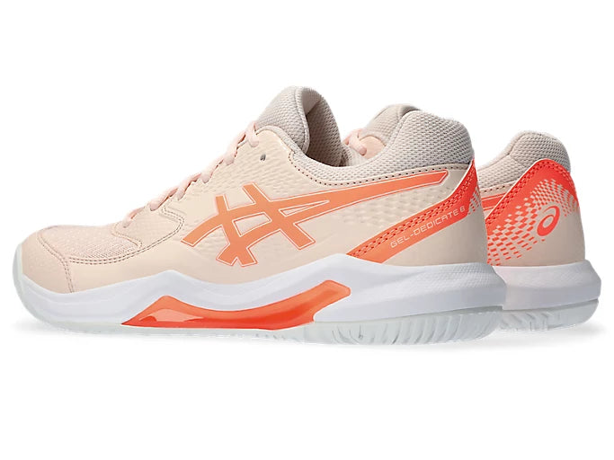 Asics Ladies Gel Dedicate 8 Tennis Shoe - Pearl Pink/Sun Coral