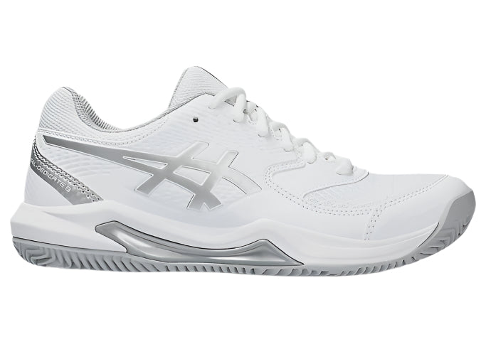 Asics Gel Dedicate 8 Clay Ladies Tennis Shoe - White/Pure Silver