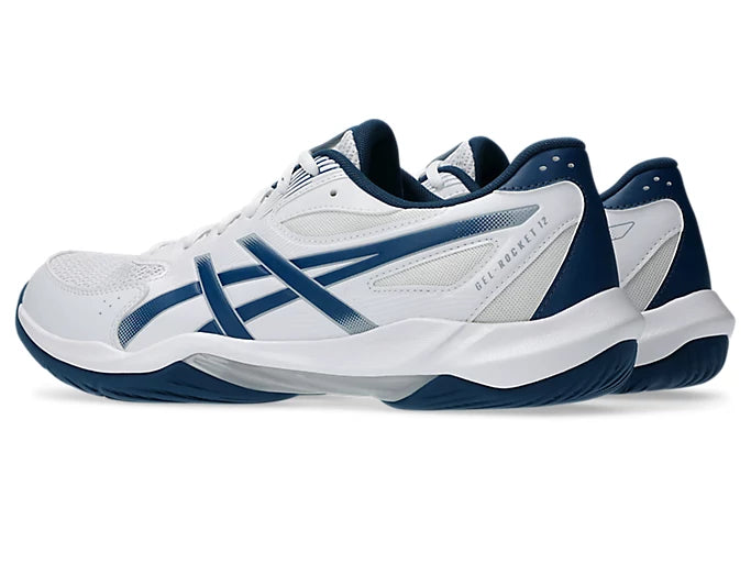 Asics Gel Rocket 12 Mens Indoor Court Shoes - White/Mako Blue