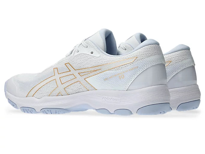 Asics Netburner Academy 10 Ladies Netball Shoes - White/Champagne