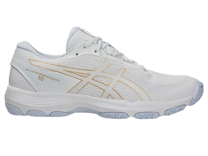Asics Netburner Academy 10 Ladies Netball Shoes - White/Champagne