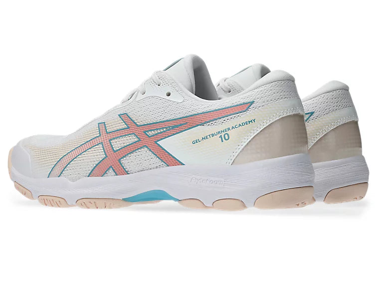 Asics Netburner Academy 10 Ladies Netball Shoes - White/Wild Blossom