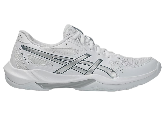 Asics Gel Rocket 12 Ladies Indoor Court Shoes - White/Pure Silver