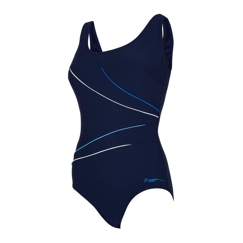 Zoggs Macmasters Scoopback Ladies Swimming Costume - Blue/White