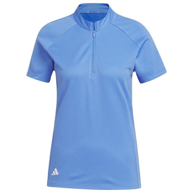 Adidas Ladies Textured Polo Shirt - Blue-Bruntsfield Sports Online
