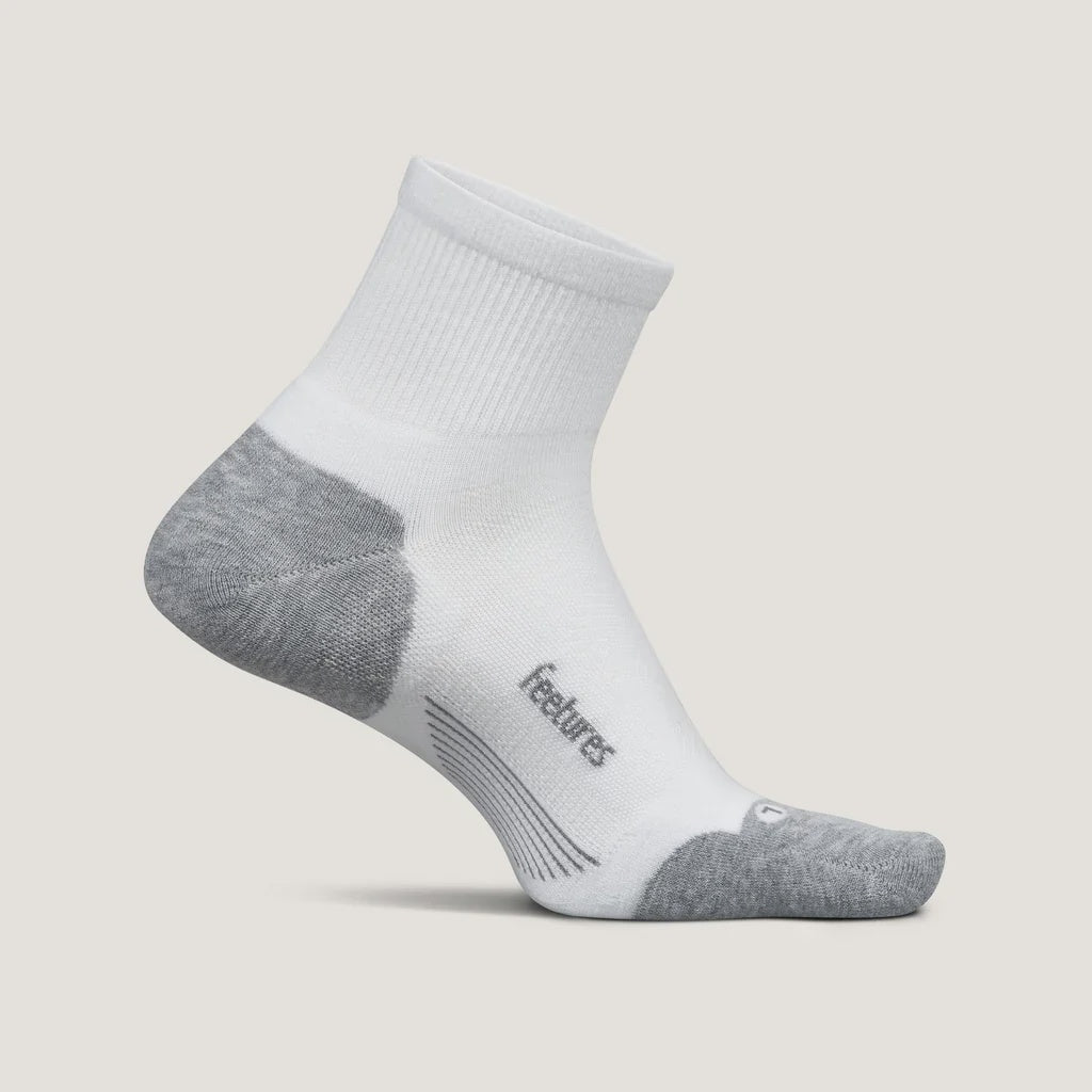 Feetures Elite Max Cushion Quarter Length Sock - White