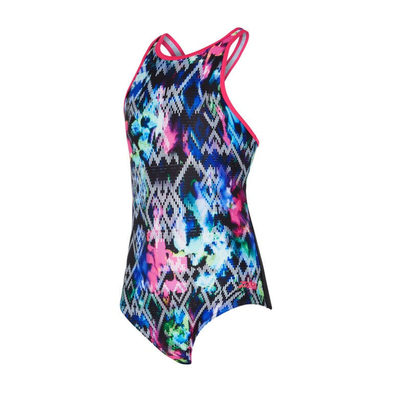 Zoggs Girls Hi Front Crossback Swimming Costume - Nairobi