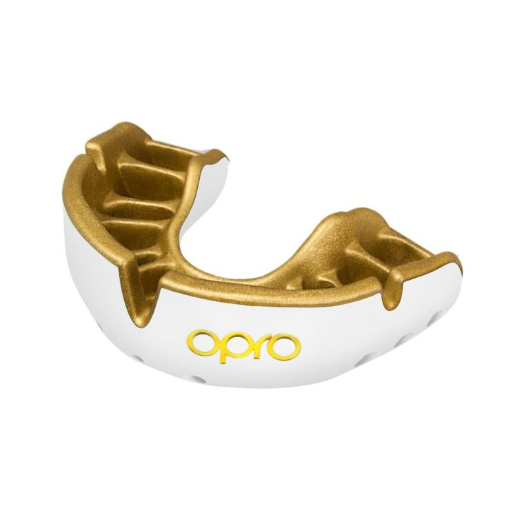 OPRO Gold Self-Fit Mouthguard - White/Gold - Youth