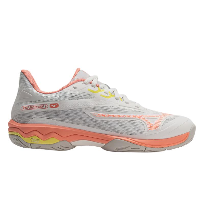 Mizuno Wave Exceed Light 2 AC Ladies Tennis Shoe - White/Peach