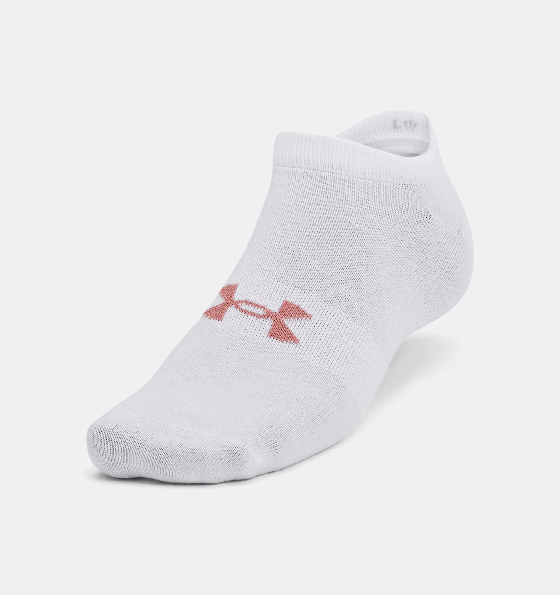 Under Armour Essential No Show 3-Pack Socks - White  / White / Pink