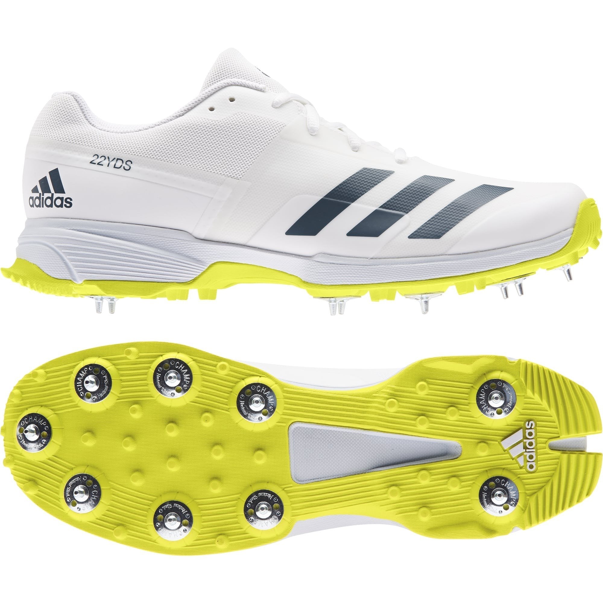 Adidas 22YDS Cricket Spikes White/Yellow-Bruntsfield Sports Online