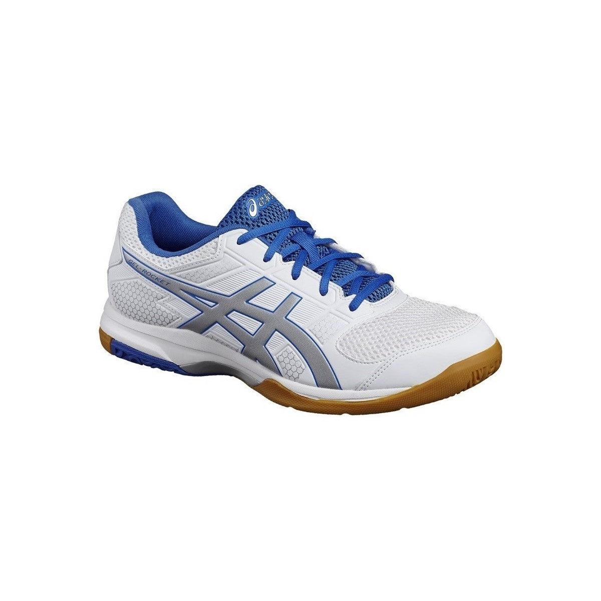 Asics Gel-Rocket 8 Mens Indoor Court Shoes-White/Blue-Bruntsfield Sports Online