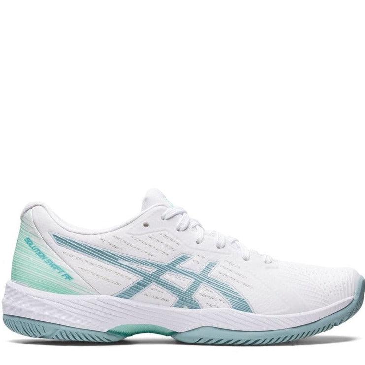 Asics Solution Swift FF Ladies Tennis Shoes - White/Smoke Blue-Bruntsfield Sports Online