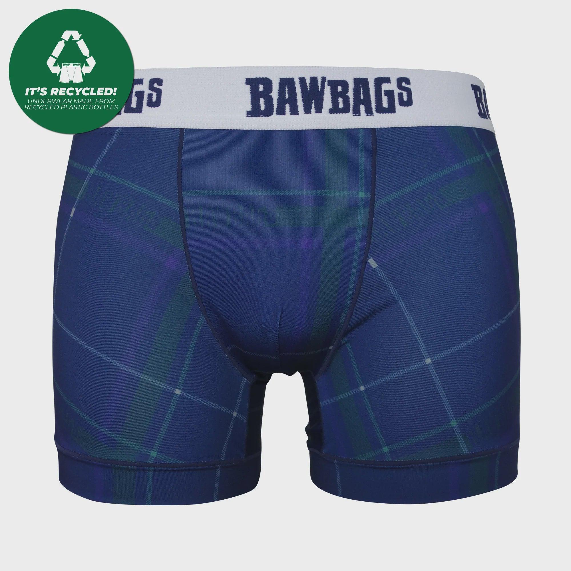 Bawbags Blue Tartan Cool De Sacs Boxer Shorts-Bruntsfield Sports Online