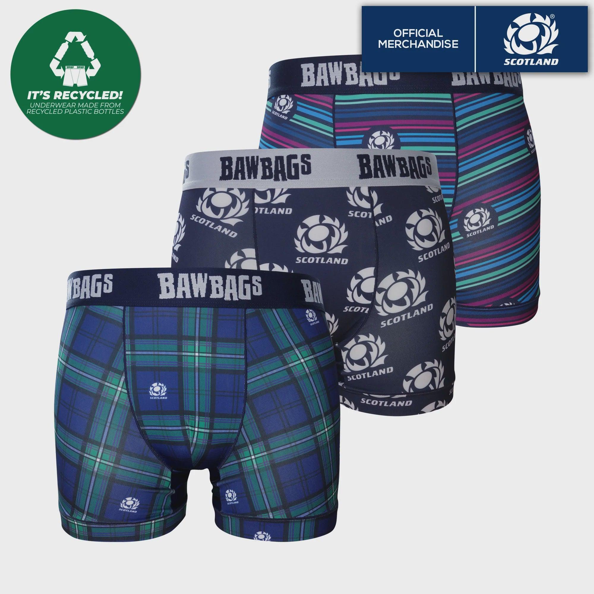 Bawbags Cool De Sacs Scottish Rugby 3 Pack Boxer Shorts-Bruntsfield Sports Online