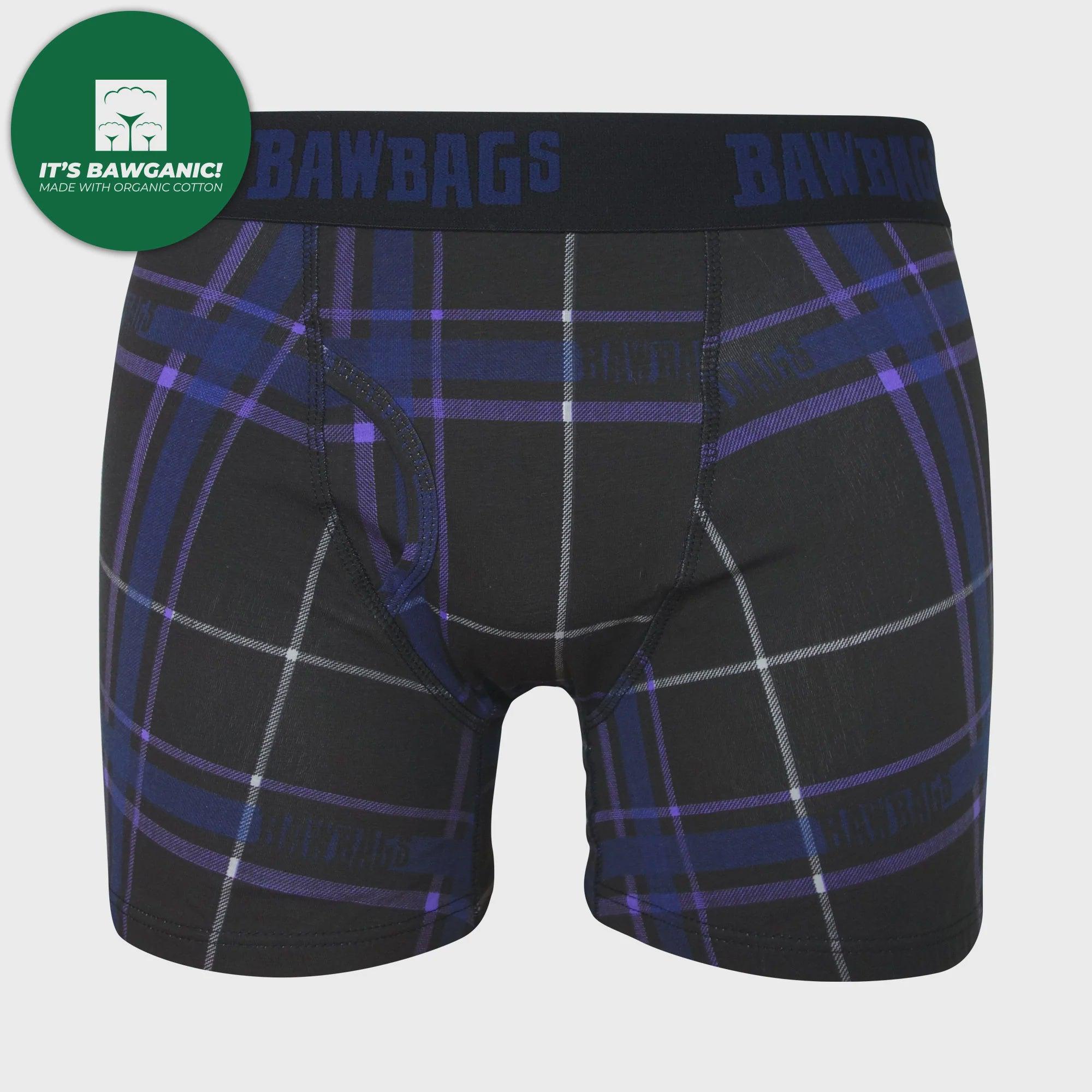 Bawbags Dark Tartan Cotton Boxer Shorts-Bruntsfield Sports Online