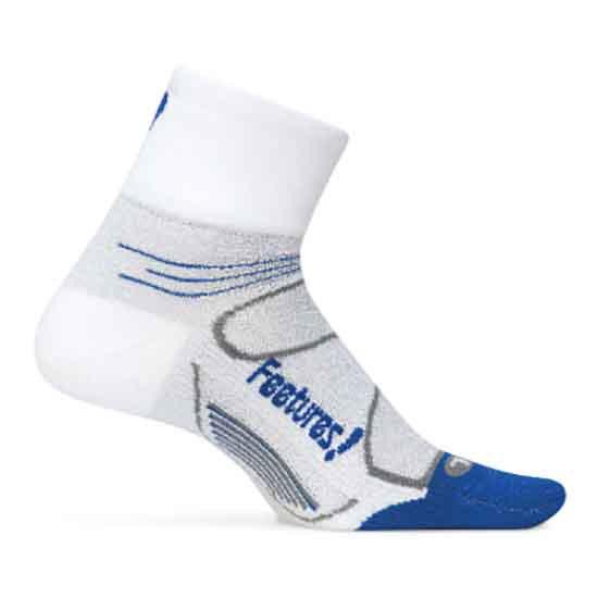 Feetures Light Cushion 1/4 Cut Sock White/Cobalt-Bruntsfield Sports Online
