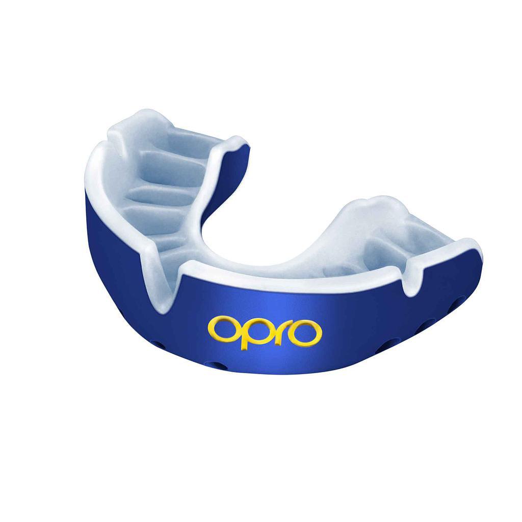OPRO Gold Self-Fit Mouthguard - Blue/Pearl - Adult-Bruntsfield Sports Online