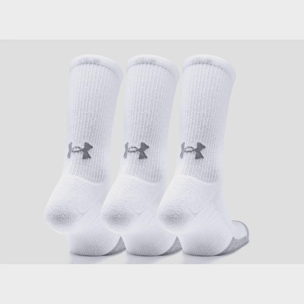 Adult HeatGear Crew Socks 3-Pack -Steel-White-White-Bruntsfield Sports Online