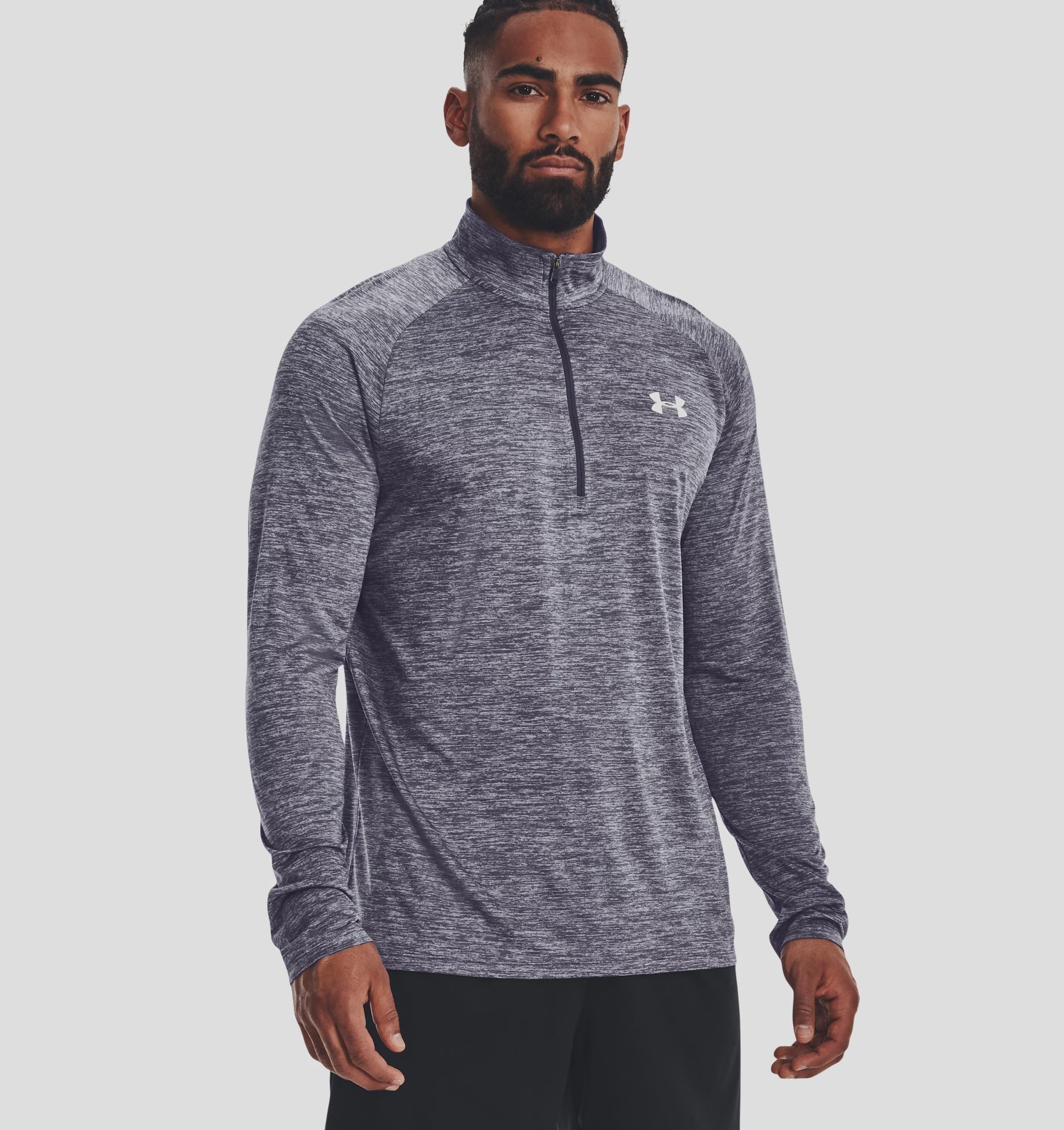 Under Armour Men's Tech 1/2 Zip Long Sleeve - Steel-Mod Gray-White-Bruntsfield Sports Online