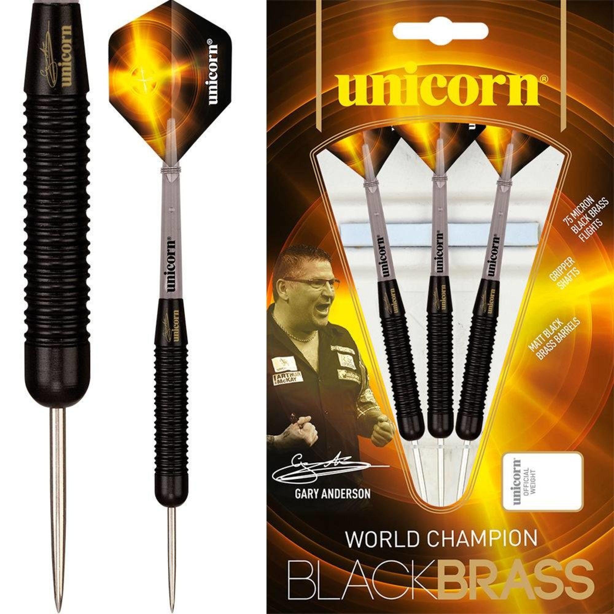 Unicorn Gary Anderson Black Brass Darts (24g)-Bruntsfield Sports Online