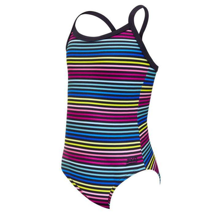 Zoggs Strikeback Girls Swimming Costume - Stripe Print-Bruntsfield Sports Online