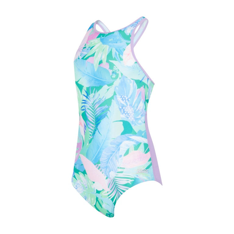 Zoggs Dreamland Hi Front Crossback Girls Swimming Costume