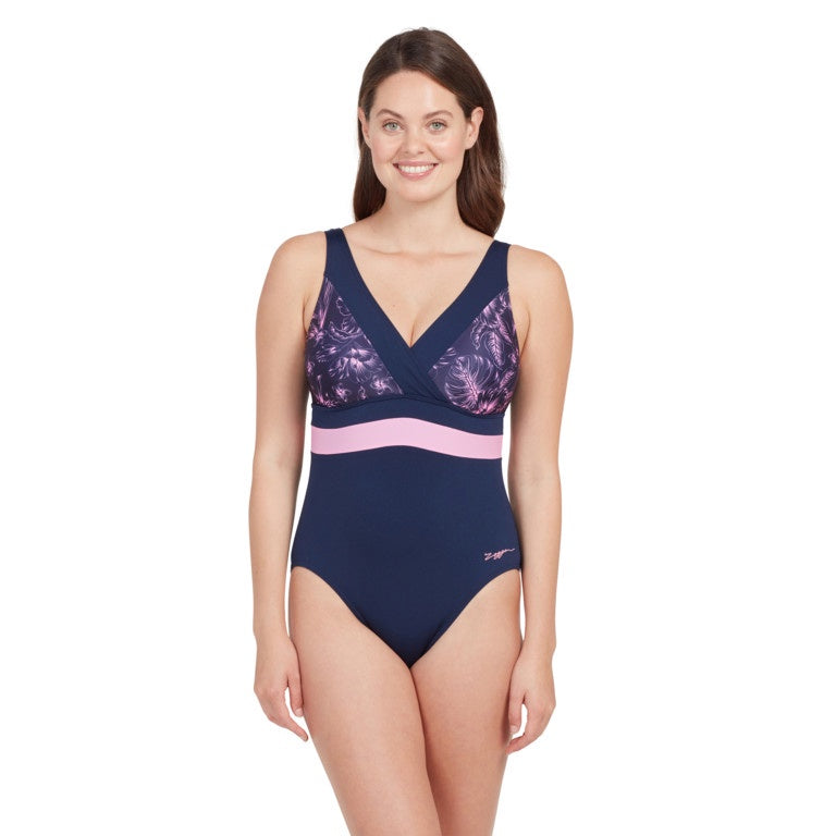 Zoggs Sunset Bloom Square Back Ladies Swimming Costume